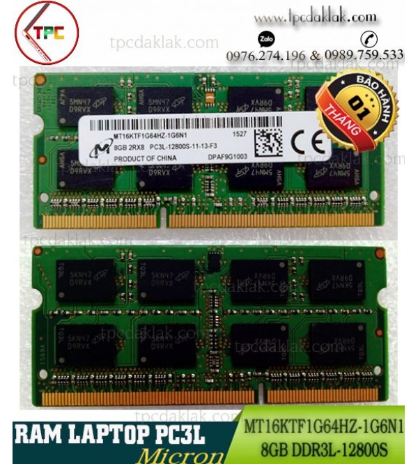 RAM LAPTOP MICRON 8GB PC3L 12800S |RAM 8GB DDR3L 1600GHZ MT16KTF1G64HZ-1G6N1 SODIMM 204